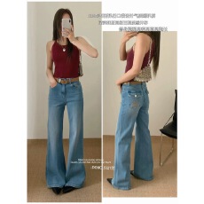 批发DIMO-袋盖气质喇叭<b class='q'>裤</b><b class='q'>牛仔裤</b>(配腰带)(年度好货塑形<b class='q'>提</b><b class='q'>臀</b><b class='q'>裤</b>)5327