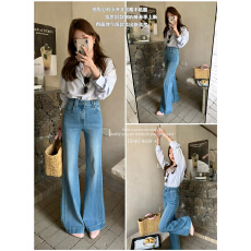 批发DIMO8659四面弹开叉喇叭裤女2026新高腰显瘦不贴腿<b class='q'>微喇</b><b class='q'>牛仔裤</b>