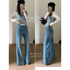 批发DIMO8659四面弹开叉喇叭裤女2026春新款高腰显瘦不贴腿<b class='q'>微喇</b><b class='q'>牛仔裤</b>