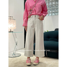 批发Kabodo牛仔裤女2025早春新款<b class='q'>阔腿裤</b>卡布85103白色高腰九分奶奶裤