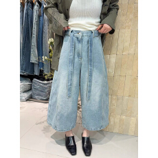 批发<b class='q'>欧洲站</b>2026春季新款欧货腰细带高腰显瘦磨白牛仔八分裤阔腿裤中裤