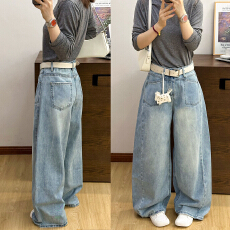 批发配挂件拖地阔腿<b class='q'>牛仔裤</b>女<b class='q'>欧洲站</b>2026春装新款欧货女装时尚直筒裤潮