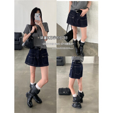 批发DIMO8718普洗蓝高腰牛仔半身裙女<b class='q'>夏</b>季韩版百搭显瘦a字包臀短裙子