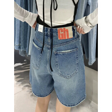 SMX牛仔裤女2026年夏季薄款五分裤显瘦高腰蓝色阔腿A字中裤67591