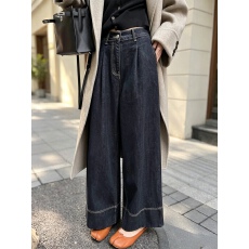 批发韩系欧尼藏肉<b class='q'>九分</b>裤复古水洗阔腿裤慵懒随意<b class='q'>牛仔裤</b>女秋季新款长裤