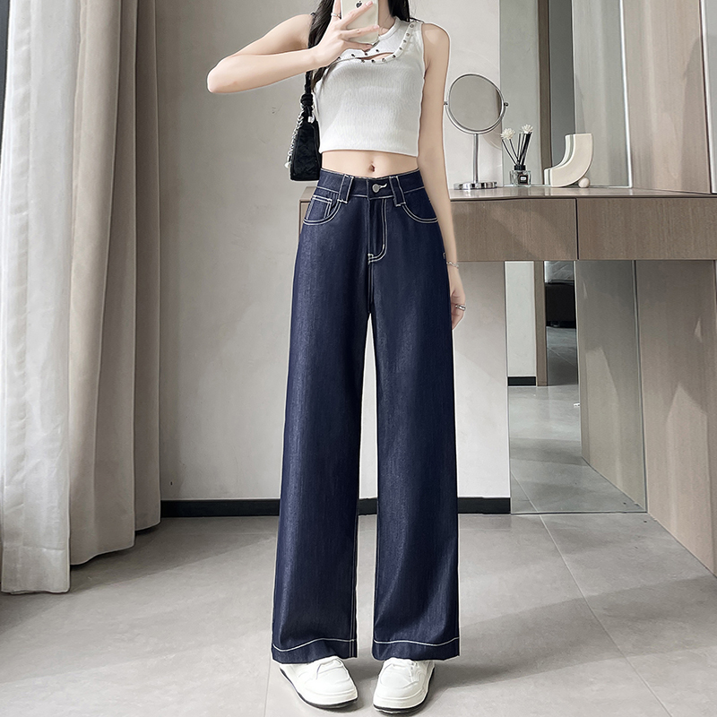 RY2688# 实拍2026夏季不掉色小个子莱赛尔天丝牛仔裤女超薄冰丝垂感直筒裤