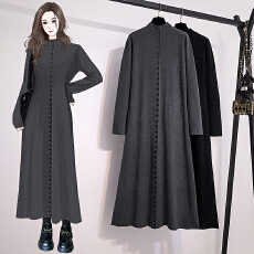 批发实拍大码女装秋冬新款韩系高级软糯单排扣气质修身打底针织<b class='q'>连衣裙</b>