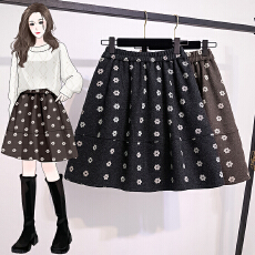 批发实拍<b class='q'>大码</b>女装新款韩版高级花朵a字裙百搭甜妹花苞高腰蓬蓬半身裙