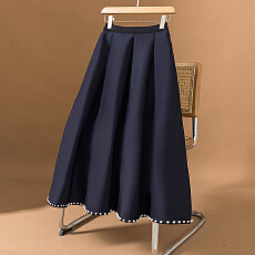 批发实拍大码女装新款韩版设计感重工钉珠气质高级简约宽松显瘦半身裙