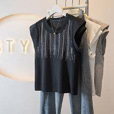 批发实拍大码女装春季新款韩版胖MM高级感潮流<b class='q'>亮片</b>设计感显瘦修身上衣