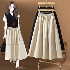 批发实拍大码女装韩版新款设计小众纯色收腰显瘦高级感休闲百搭半身裙