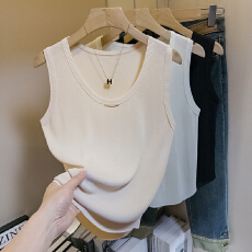 批发实拍时价大码女装韩版新款冰丝设计背心内搭气质无袖T恤上衣