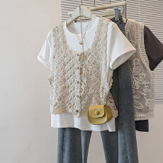 批发实拍大码女装气质韩版胖MM时尚宽松高级感设计感亮片两件套装马甲