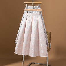 批发实拍大码女装新款法式宫廷提花蓬蓬高腰显瘦字压褶大摆裙A<b class='q'>半身</b>裙