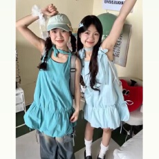 批发多巴胺吊带<b class='q'>连衣裙</b>女夏季花苞下摆a字裙收腰显瘦多巴胺半身裙子潮