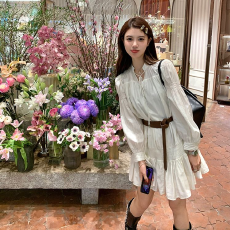 批发法式褶皱高级<b class='q'>甜美</b>仙女<b class='q'>连衣裙</b>女2024年秋季新款显瘦遮肉名媛裙子潮