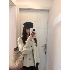 批发斜纹梭织面料内里口袋一韩系英伦风穿搭小个子工装夹克短外套百搭