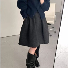 批发原版面料350g+原版做工+有口袋韩版毛呢蓬蓬<b class='q'>半身</b>裙秋冬