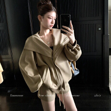 批发春秋季新款韩系休闲时尚宽松连帽卫衣开衫外套抽绳<b class='q'>短裤</b>两件<b class='q'>套装</b>