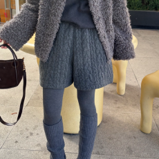 批发十三行韩系麻花短裤冬季新款外穿宽松显瘦休闲阔腿短裤靴裤<b class='q'>打底裤</b>