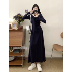 批发大码<b class='q'>韩版</b>高级感<b class='q'>长袖</b>连衣裙女秋季胖MM遮肚显瘦裙子别致漂亮a字裙