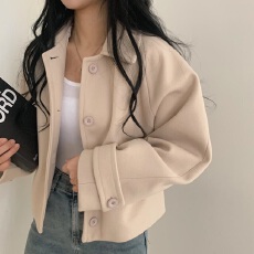 批发温柔风双面羊绒呢子<b class='q'>短</b>款上衣秋冬新款气质宽松显白毛呢<b class='q'>外套女</b>