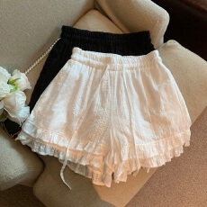 批发好乖好少女 法式<b class='q'>蕾丝</b>花边阔腿裤女夏季宽松休闲打底a字短裤热裤子