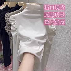 批发通勤复古<b class='q'>泡泡袖</b>打底衫半高领秋冬新款修身叠穿内搭长袖百搭T恤女
