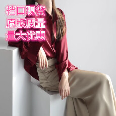 批发高级感<b class='q'>职业</b>通勤<b class='q'>衬衫</b>女洋气缎面雪纺长袖<b class='q'>衬衣</b>设计感春秋季醋酸上衣