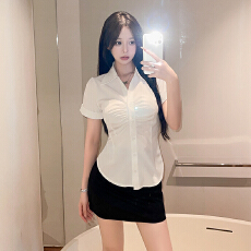批发收腰性感衬衫女士<b class='q'>职业</b>裙套装工作服套装春夏修身白衬衣高级感上衣