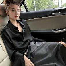 批发醋酸缎面黑色衬衫女2026春秋新款高级感宽松百搭法式丝绸<b class='q'>职业</b>衬衣