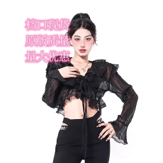 批发荷叶边雪纺防晒衣女夏季配裙子<b class='q'>外</b><b class='q'>搭</b>小披肩短款<b class='q'>开衫</b>外套宽松薄罩衫