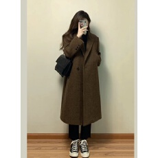 批发高级感超好看双面羊绒<b class='q'>大</b>衣中长款咖色毛呢外套女2025新款爆款秋冬