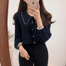 批发已出货  新款马系韩国少女学院复古港味衬衫设计感小众上衣打底