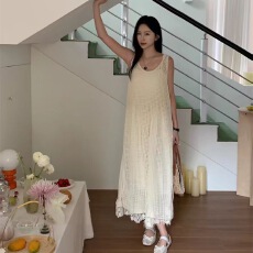 批发已出货  韩国<b class='q'>东大门</b>镂空针织背心<b class='q'>连衣裙</b>女夏海边度假风罩衫裙长裙