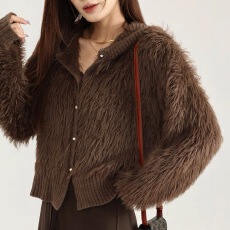 批发已出货 <b class='q'>韩国</b>chic毛毛水貂绒毛衣开衫女秋冬季新款软糯显瘦短外套