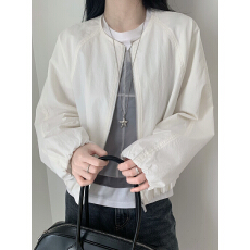 批发时尚休闲 韩国简约长袖开衫外套 纯色薄款拉链夹克韩版外套 上衣