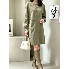 批发淑女气质 韩国chic时尚长袖宽松<b class='q'>短裙</b>子 韩版连衣裙 连身裙