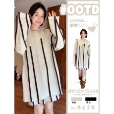 批发欧货大码休闲针织套装女秋2025新款撞色条纹长袖毛衣阔腿裤两件套