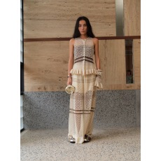 批发艺术系流浪美学镂空钩花针织背心质感收腰<b class='q'>套装</b>