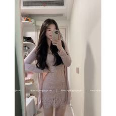 批发御姐轻熟风穿搭套装<b class='q'>女</b>夏季贵气感性感辣妹蕾丝吊带<b class='q'>连衣裙</b>子两件套