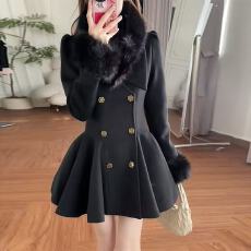 批发秋冬季富家千金感<b class='q'>名媛</b>收腰长袖呢子大衣独特绝美外穿毛呢小外套女