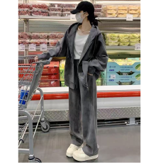 批发美式运动服套<b class='q'>装</b>女秋季学生<b class='q'>韩版</b>宽松开衫卫衣阔腿<b class='q'>裤</b><b class='q'>休闲</b>两件套跑步