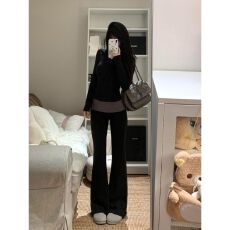 批发纯欲风辣妹休闲<b class='q'>运动服</b>套装女秋季高级感修身<b class='q'>显瘦</b>长袖微喇裤两件套