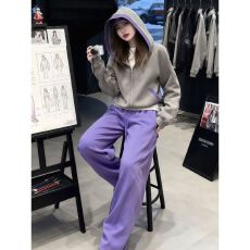 批发慵懒风气质休闲卫衣外套阔腿长裤女装韩版秋<b class='q'>冬</b>新款巨好看紫色套装