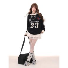 批发HTTAOSUP潮牌美式字母提花马海毛圆领毛衣<b class='q'>男</b>女慵懒宽松情侣<b class='q'>针织衫</b>