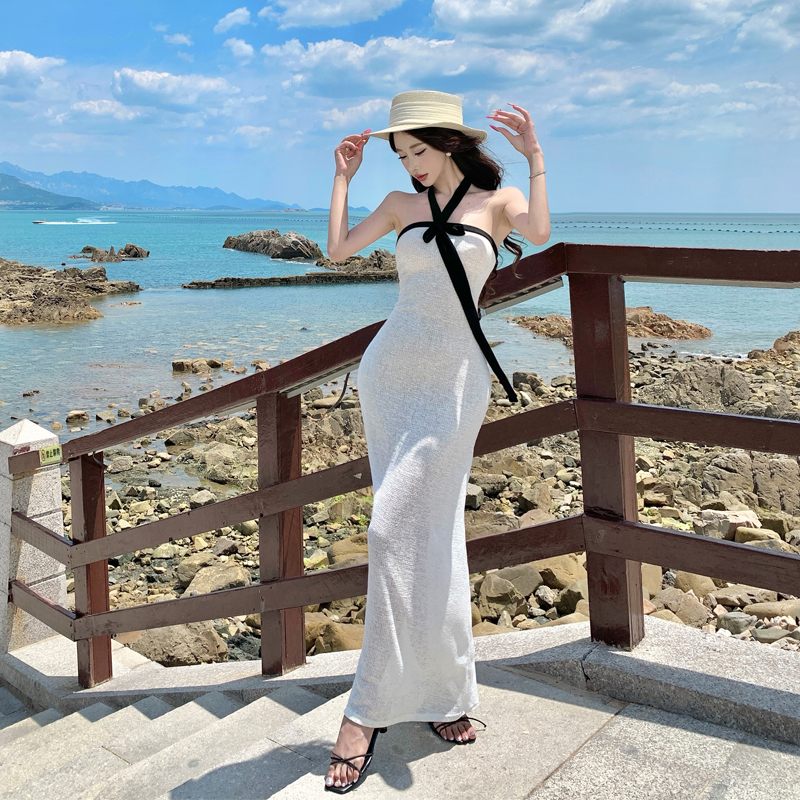 FA35034# 白月光黑白撞色抹胸连衣裙 服裝批發女裝批發服飾貨源