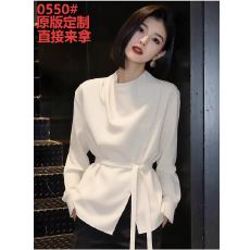 批发绝美百搭收腰米白色衬衫女春季2026年新款洋气减龄小衫高级感衬衣