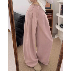 批发【内包边 西装阔腿裤女夏季薄2025新款高腰肌理感<b class='q'>冰</b><b class='q'>丝</b>阔腿山本裤