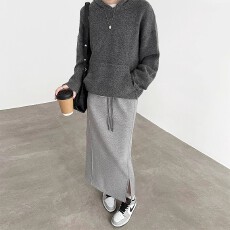 批发灰色冬季半身裙女2025<b class='q'>新款</b>高级感包臀一步裙直筒加绒加厚长款卫裙